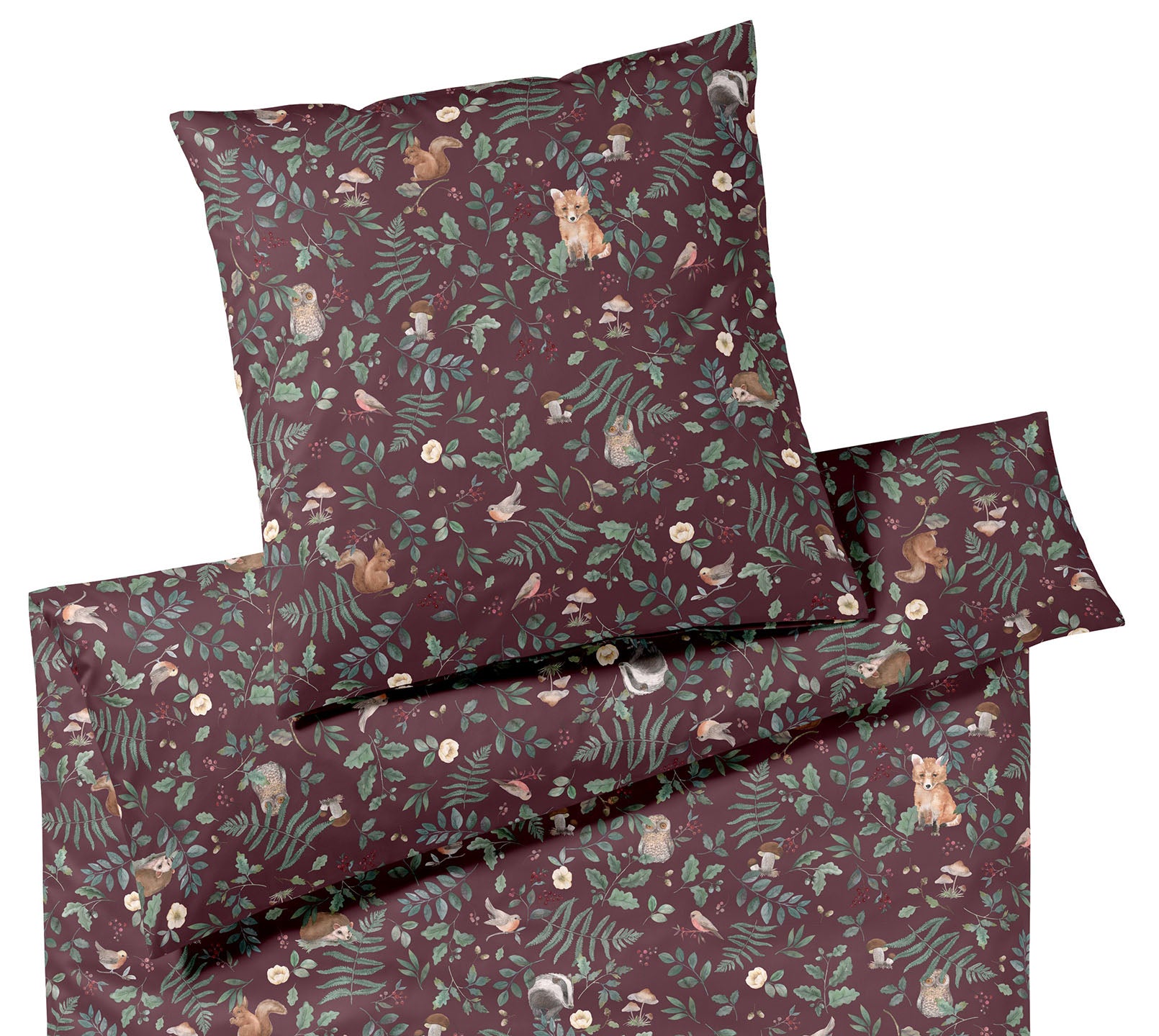 Jersey Bettwäsche Hide Jersey Aubergine Waldtiere Freisteller #farbe_Hide Jersey Aubergine