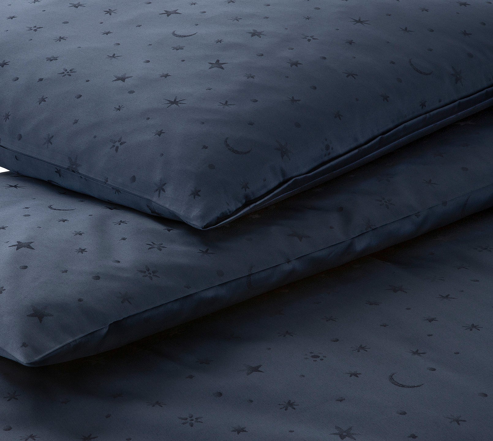 Jacquard Bettwäsche Stars in Marine Mond Sterne Freisteller #farbe_Stars Navy
