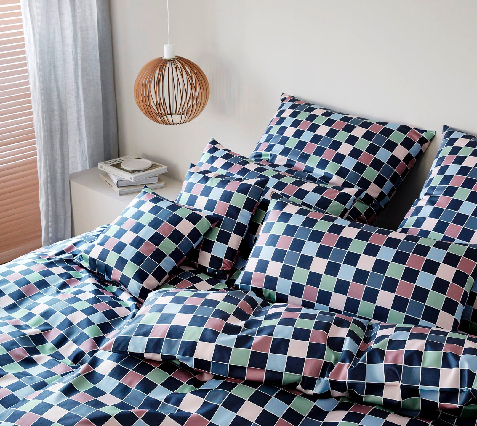 Jersey Bettwäsche Scrabble Jersey in Nachtblau Karo Schlafzimmer #farbe_Scrabble Jersey Nachtblau