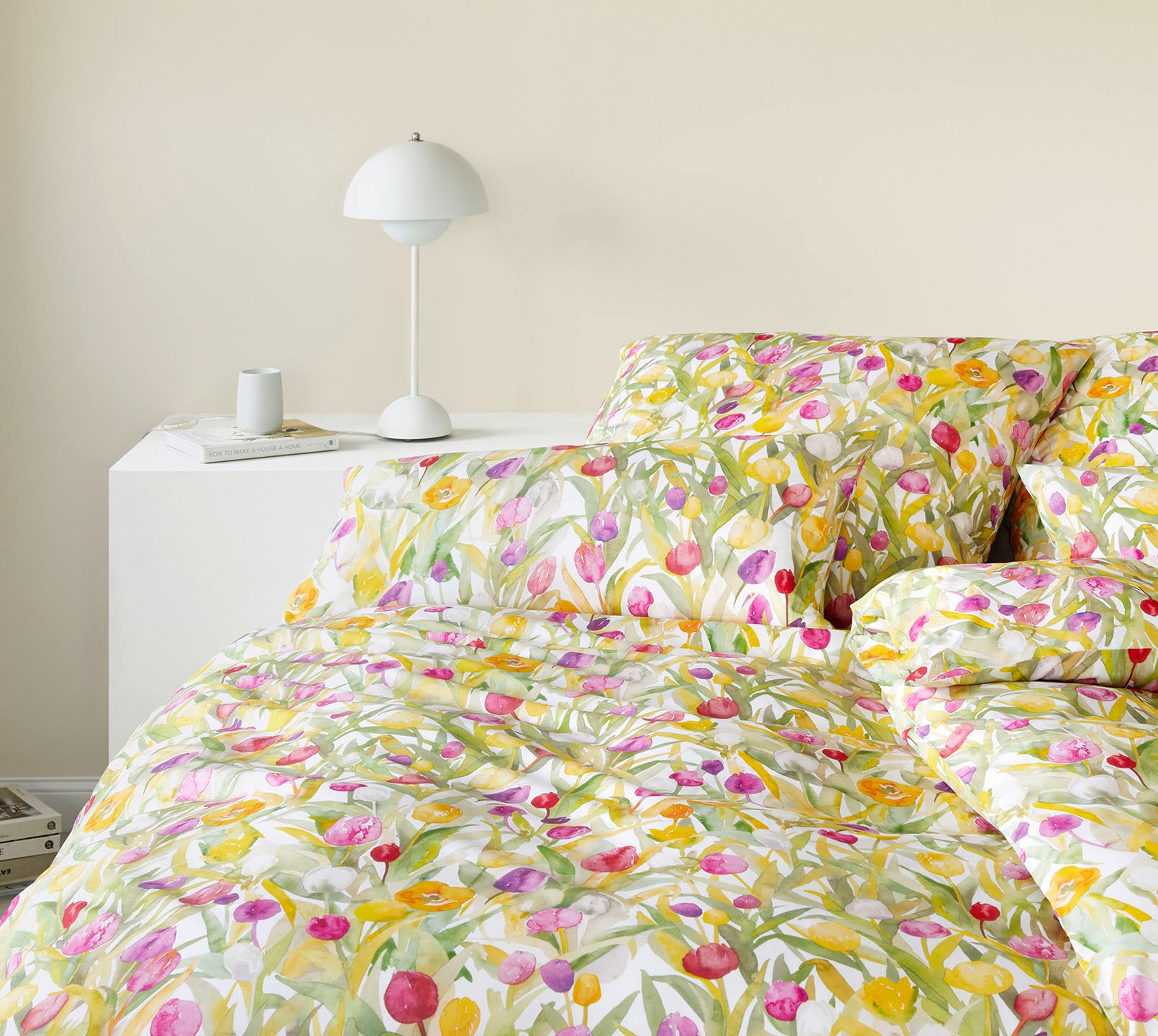 Jersey Bettwäsche Tulpen Jersey in Weiß Tulpenmotiv Schlafzimmer #farbe_Tulpen Jersey Weiß