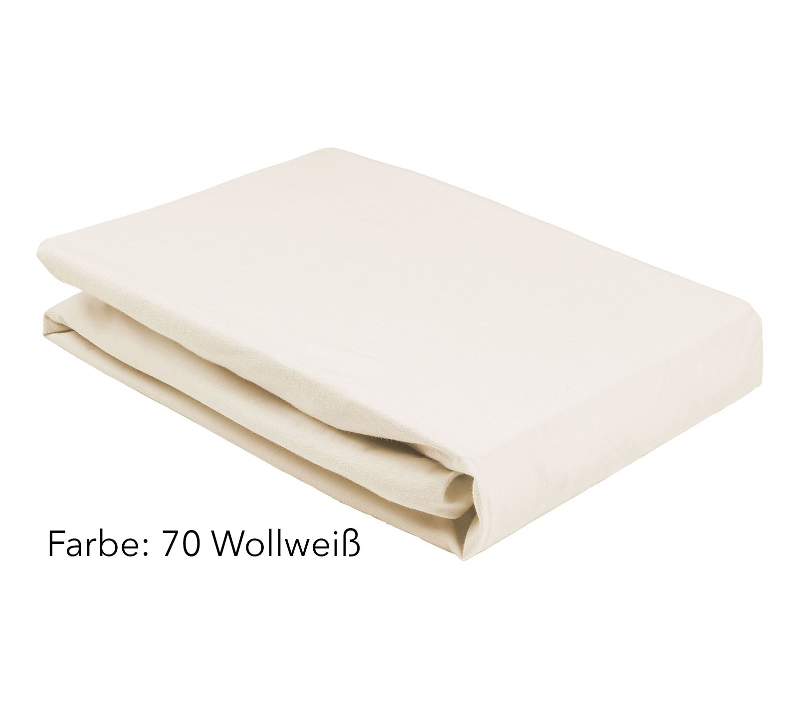 Jersey Spannbettlaken Premium Unizwirn in Wollweiss Stapel #farbe_Premium Spannbettlaken Wollweiß
