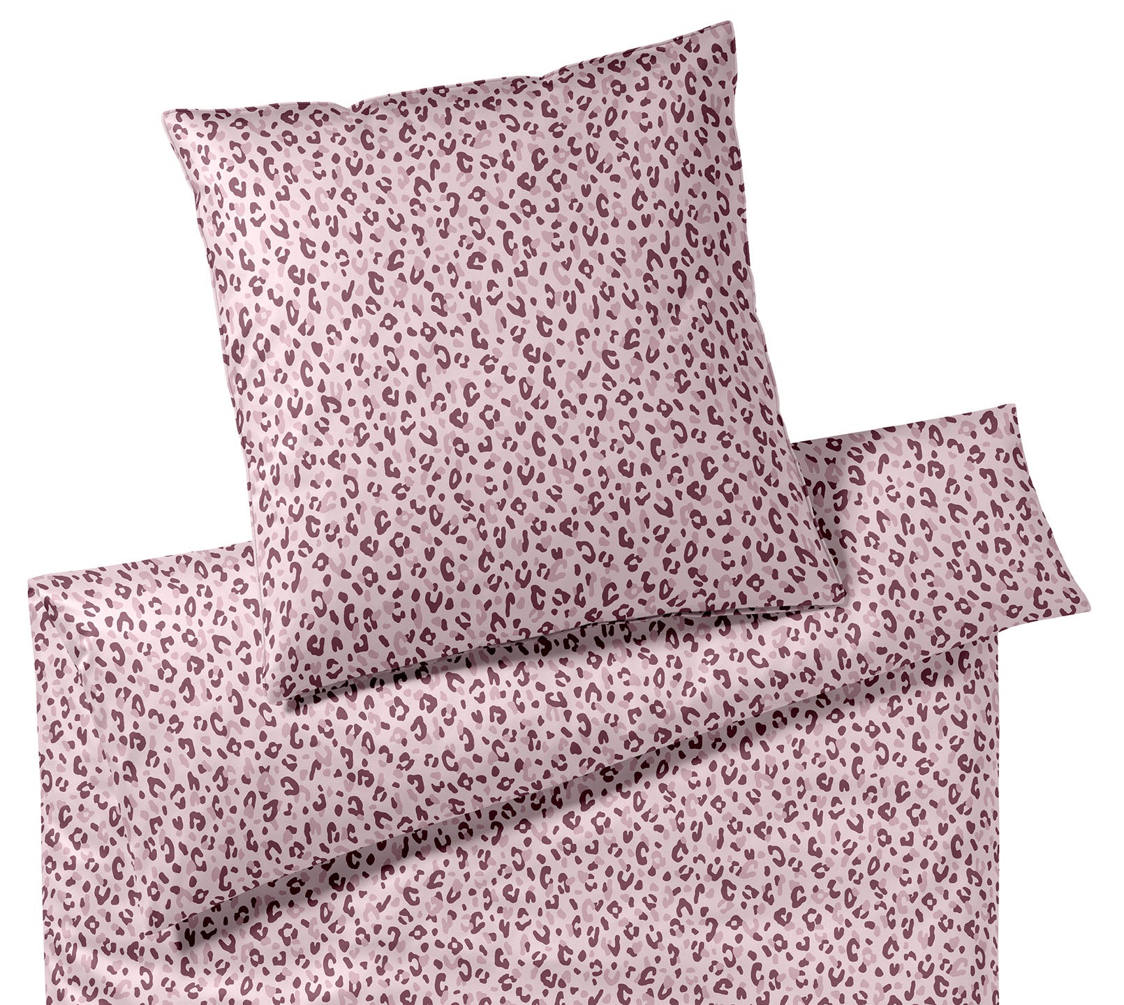 Satin Bettwäsche Leolook in Rose-Bordeaux Leoprint Schlafzimmer #farbe_Leolook Rose-Bordeaux