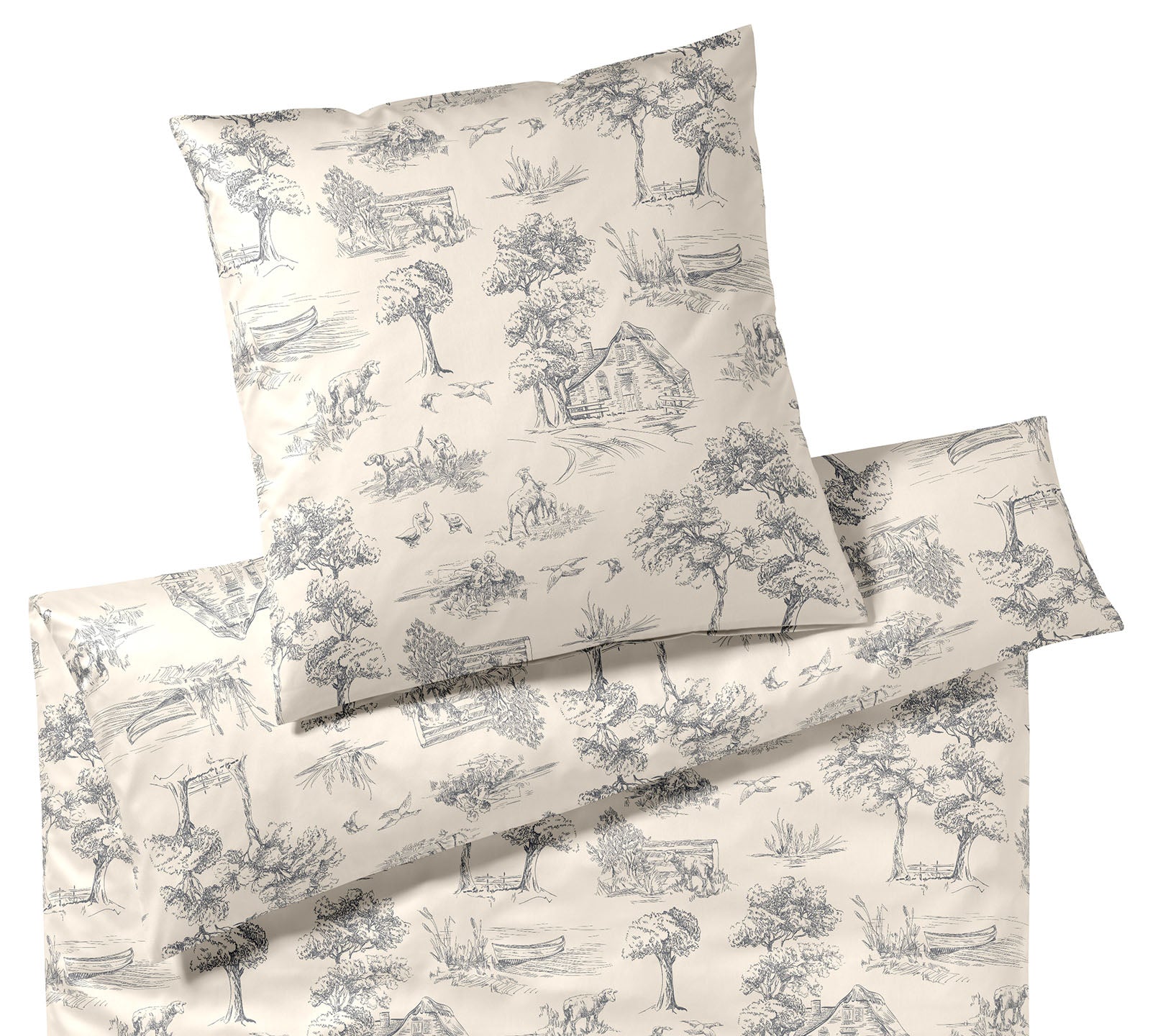 Satin Bettwäsche Toile de Jouy in Greige Landschaften Freisteller
#farbe_Toile de Jouy Greige