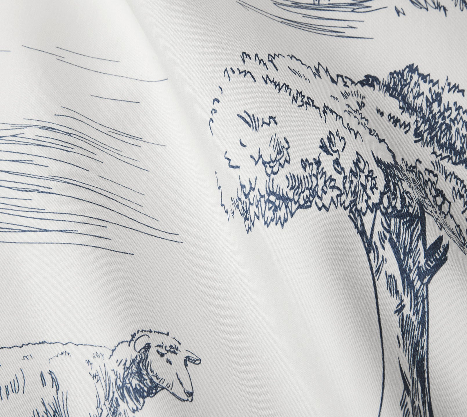 Satin Bettwäsche Toile de Jouy in Marine Landschaften Material
#farbe_Toile de Jouy Marine