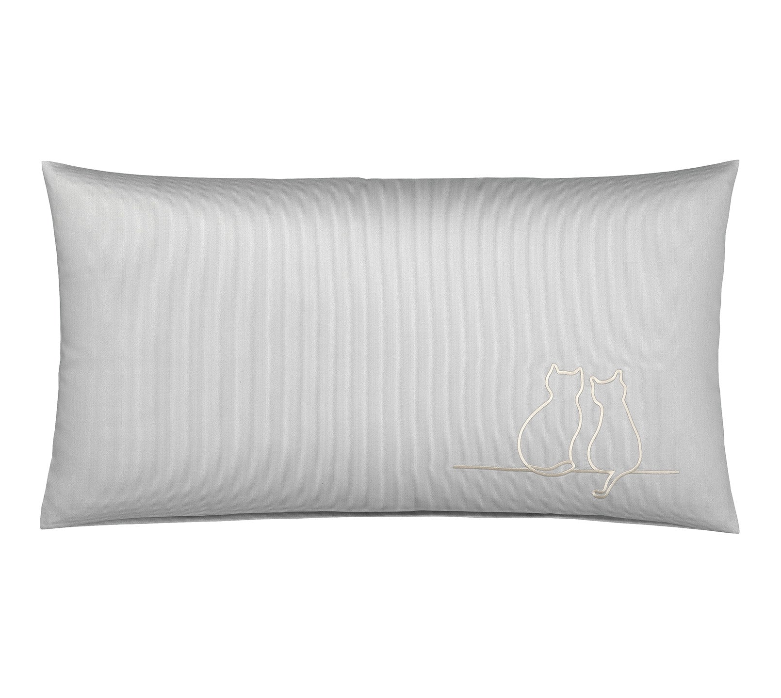 Satin Kissen 40x80 It´s You & Me in Creme Katzensilhouette Stickerei 40x80cm #farbe_It s You and Me Creme Kissen