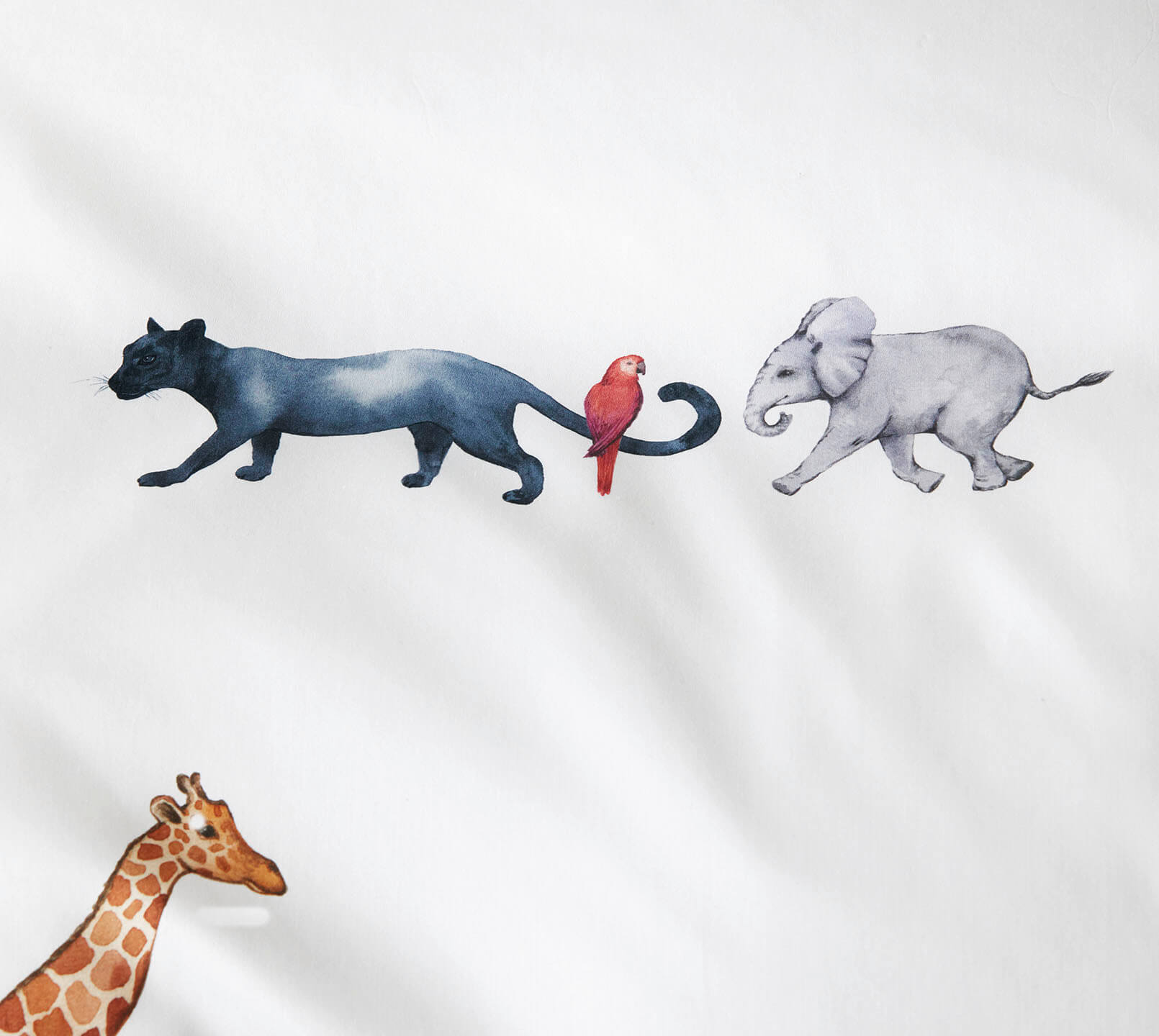 Seiden Satin Bettwäsche Parade in Weiß Tiermotive Detail 3 #farbe_Parade Weiß
