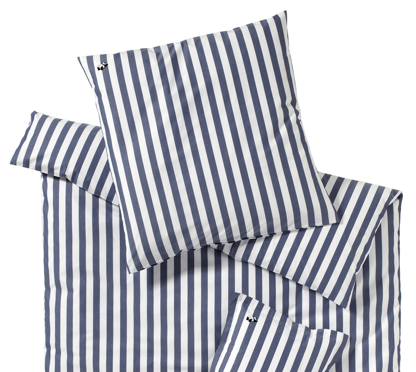 Web Perkal Kinderbettwäsche Happy Stripe in Dunkelblau Streifen Pandabärstickmotiv Freisteller #farbe_Happy Stripe Dunkelblau