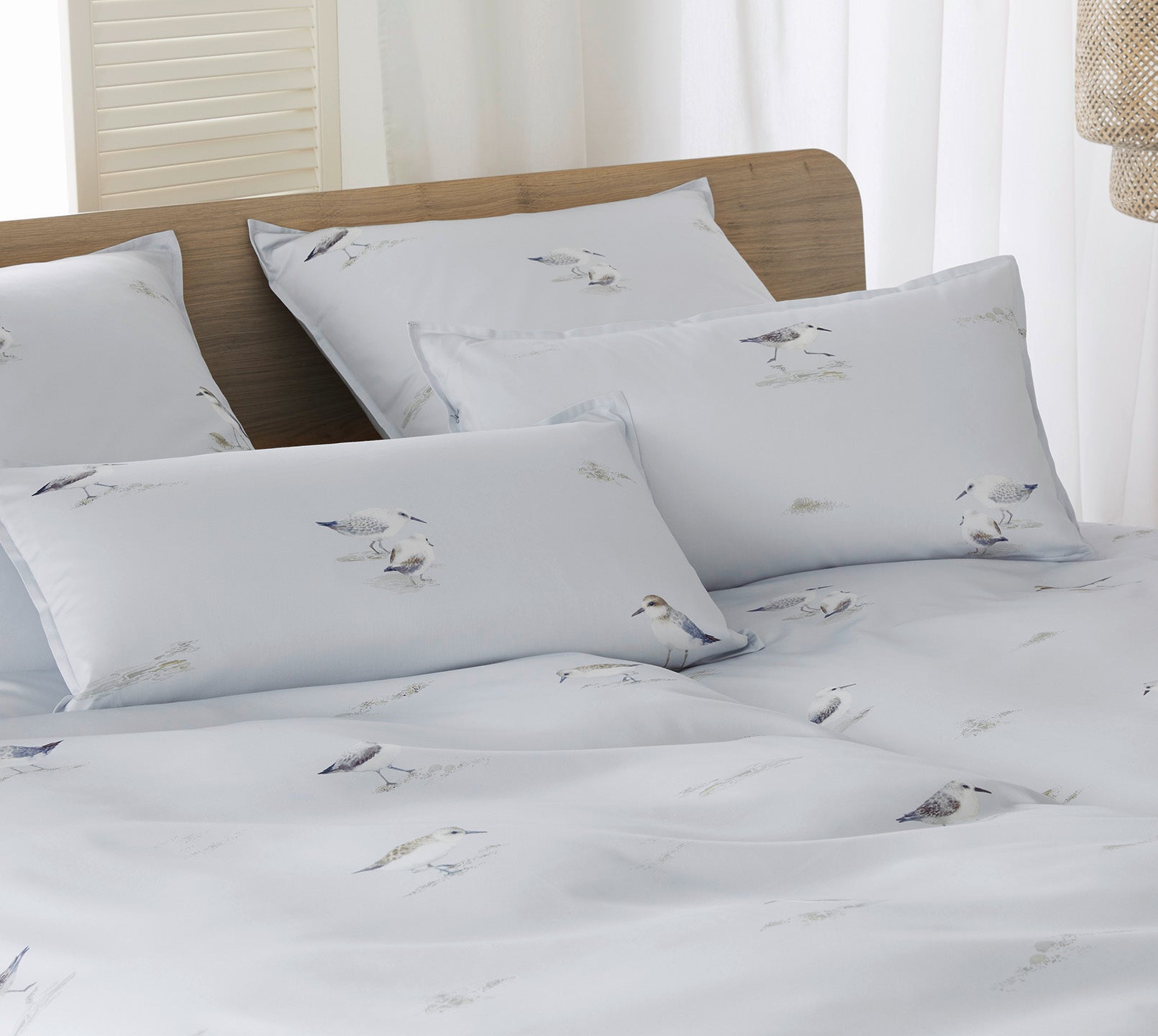 Satin Bettwäsche Sandpiper Strandläufer in Silbergrau Schlafzimmer #farbe_Sandpiper Silbergrau
