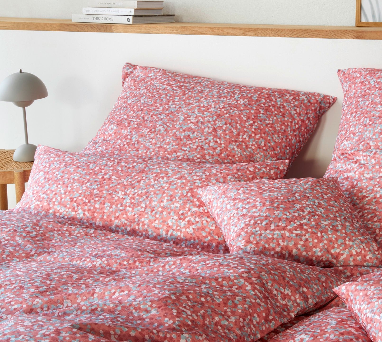 Mako Batist Bettwäsche Little Dots in Papaya Rot Punkte Schlafzimmer #farbe_LItte Dots Papaya Rot