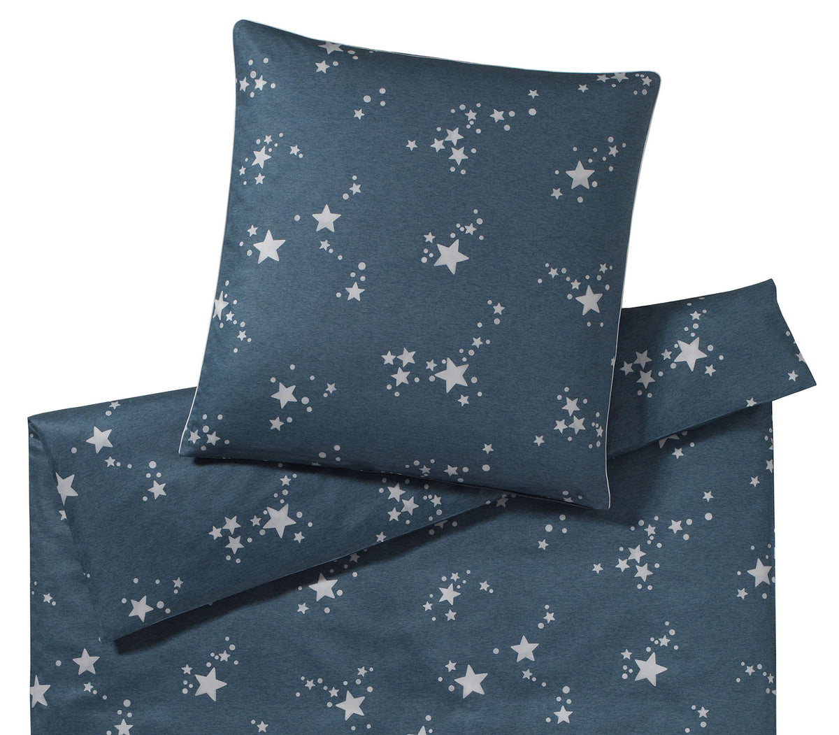 Satin Bettwäsche Startime Jeans mit Sternen Freisteller #farbe_Startime Jeans