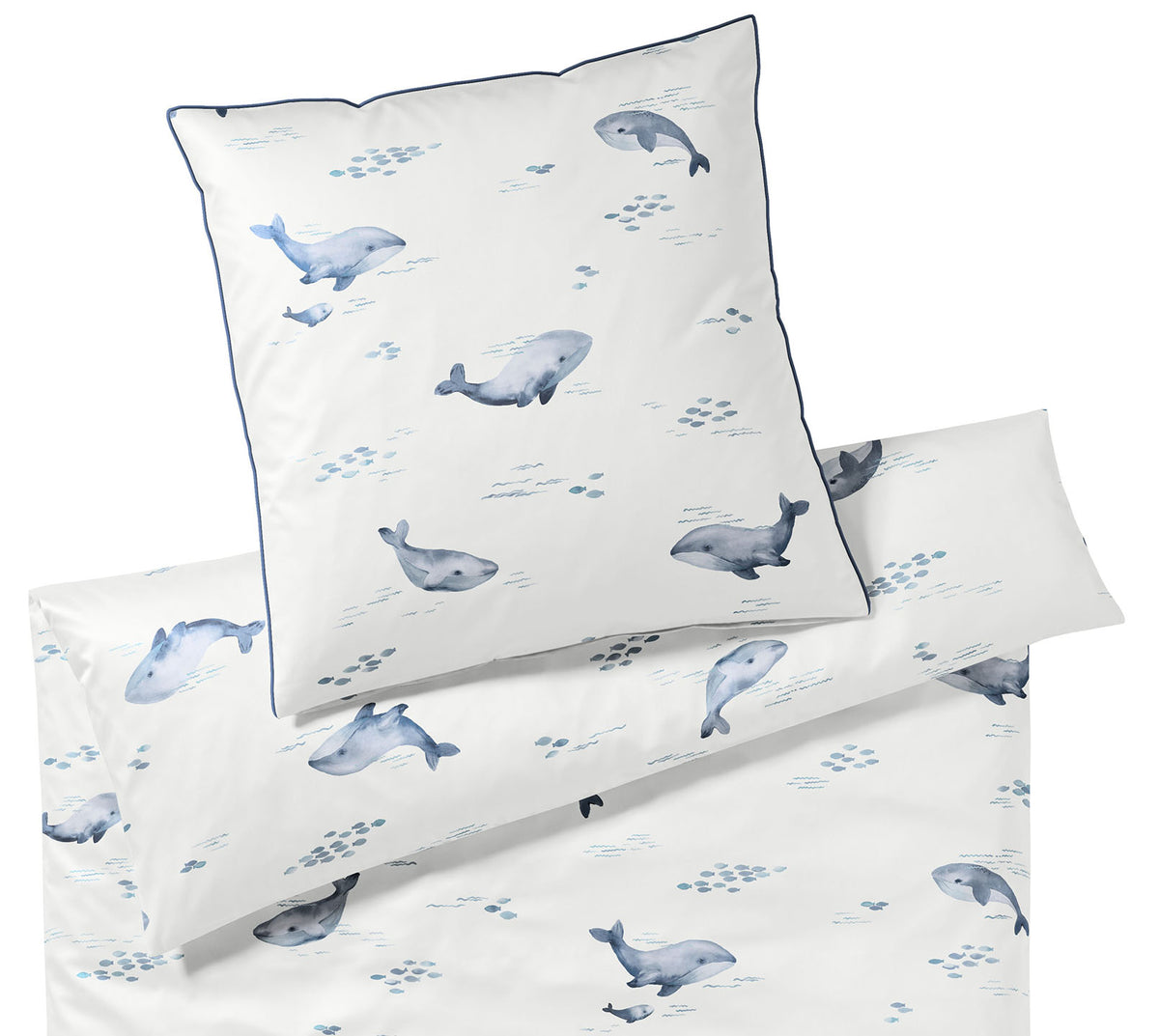 Satin Bettwäsche Big Blue Wal in Weiß Freisteller #farbe_Big Blue Weiß
