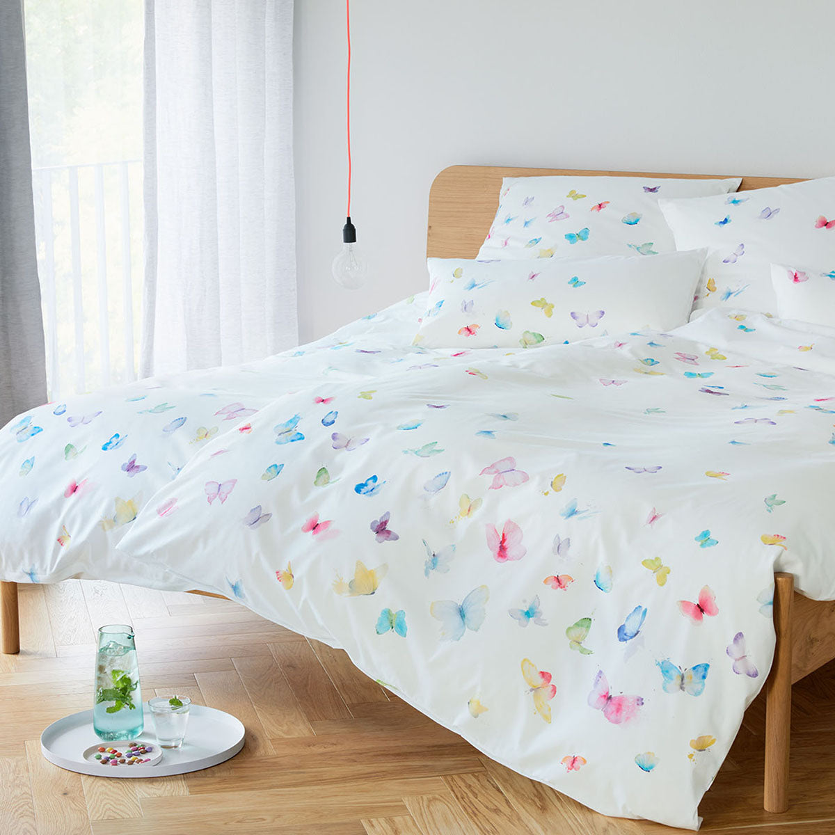 Satin Bettwäsche Celebration Schmetterlinge Weiß Schlafzimmer 