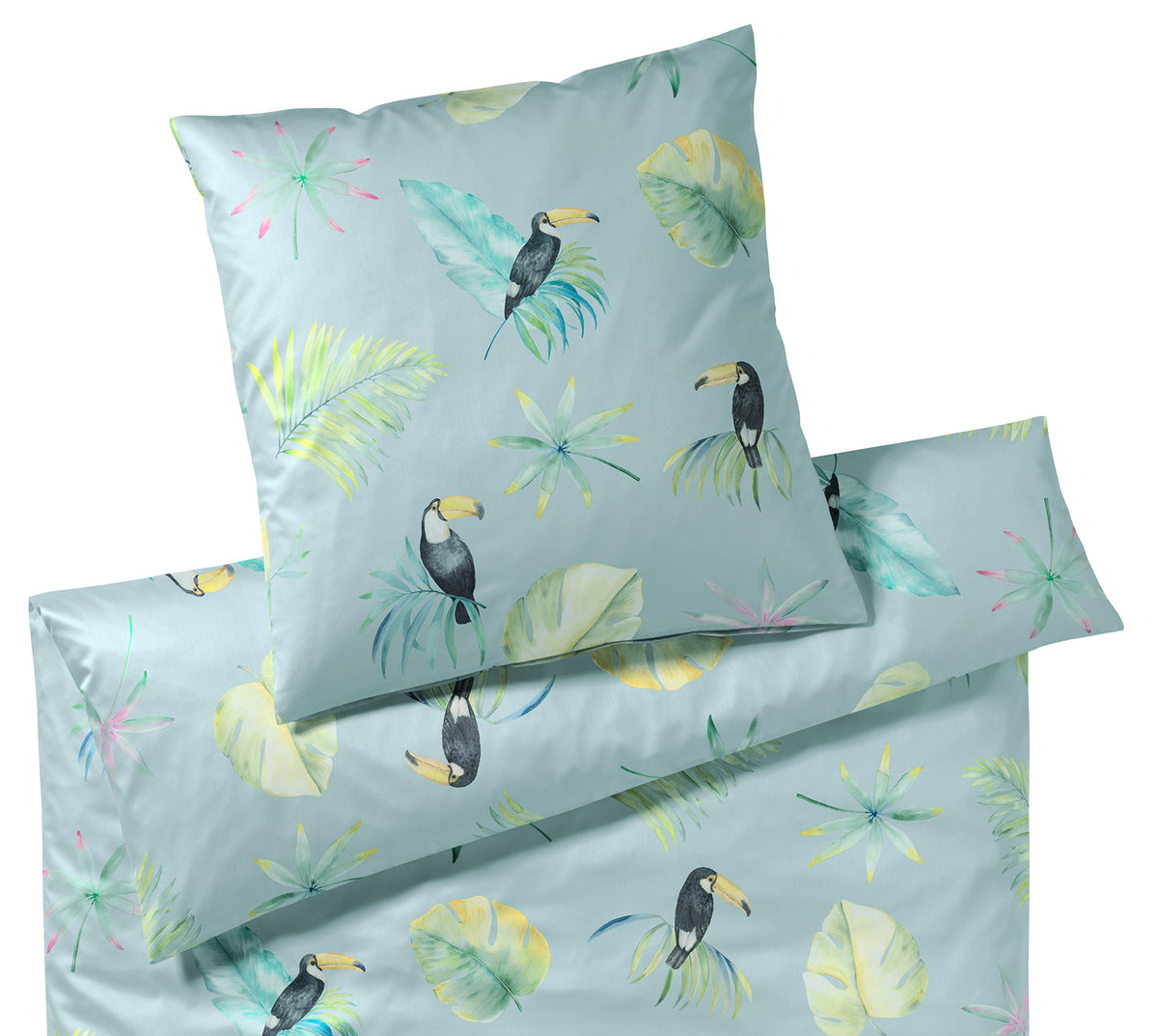 Satin Bettwäsche Tukan Aquagrün Freisteller #farbe_Tukan Aquagrün