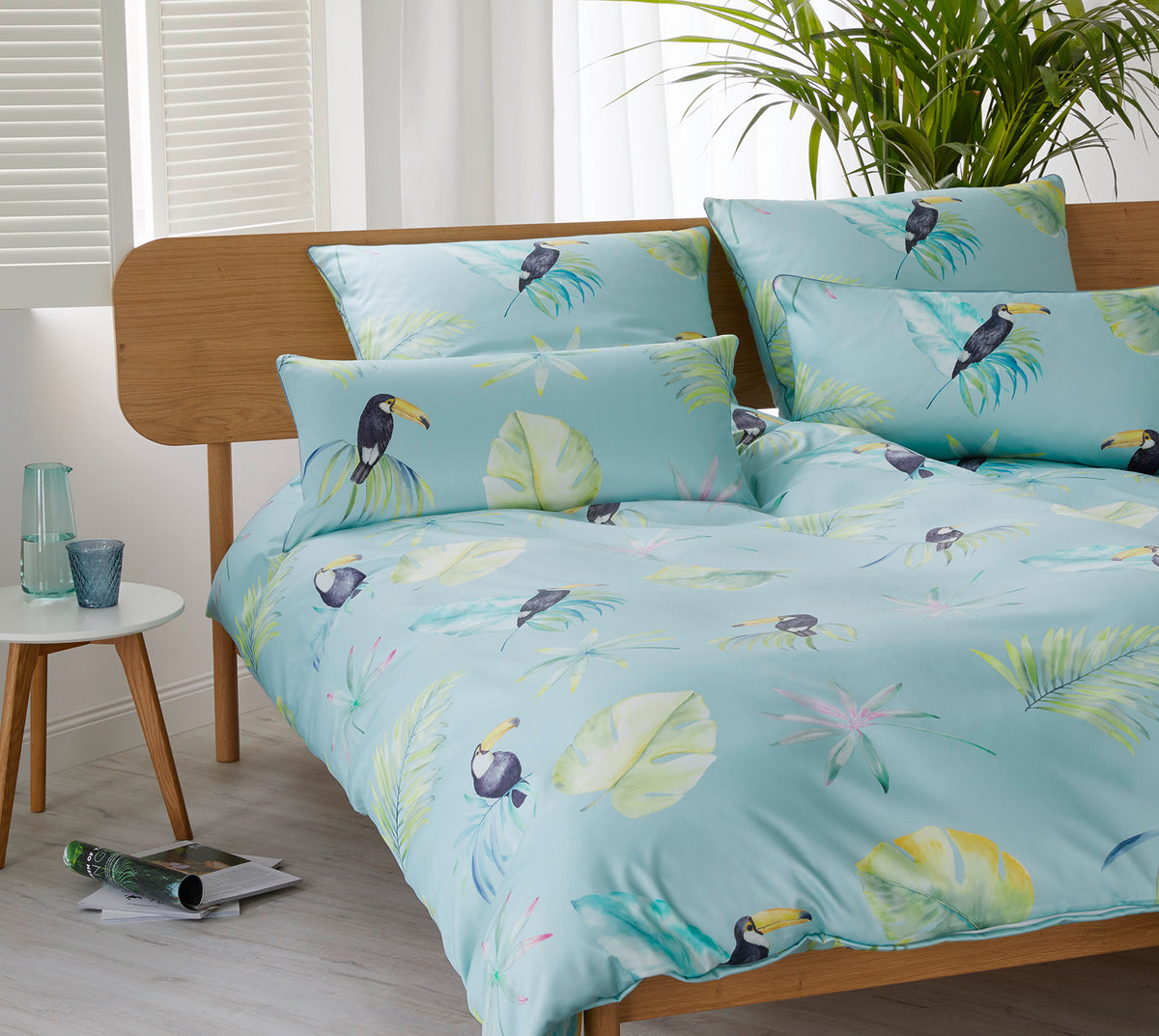 Satin Bettwäsche Tukan Aquagrün Schlafzimmer #farbe_Tukan Aquagrün