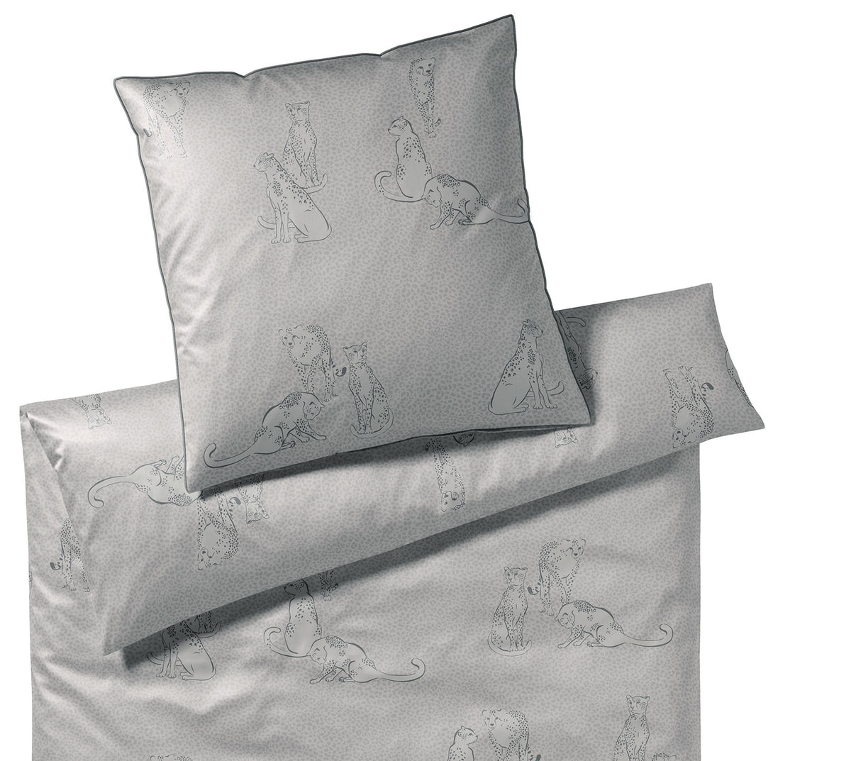 Satin Bettwäsche Panthera mit Panther Motiv Beige-Grau Freisteller #farbe_Panthera Taupe