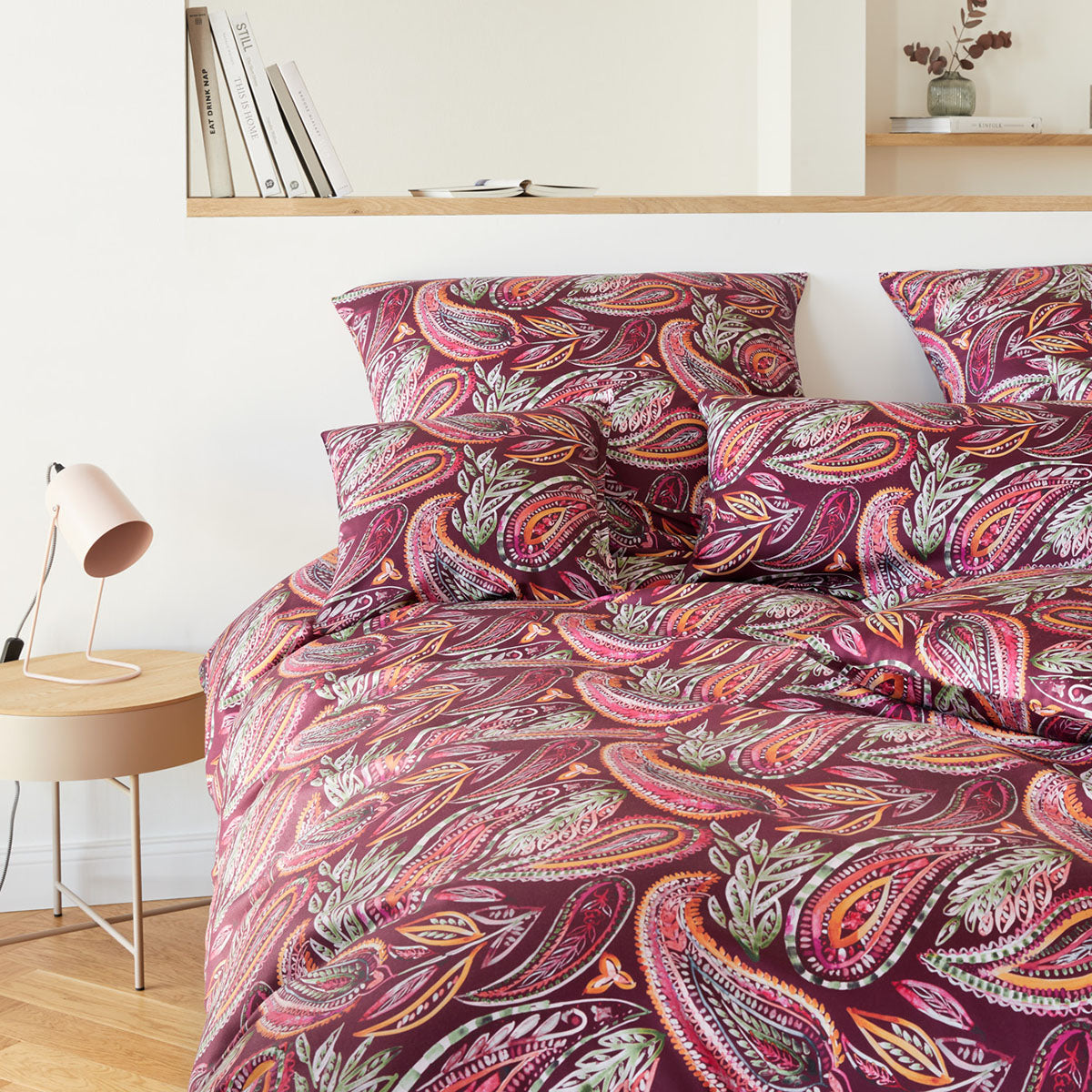 Satin Bettwäsche Paisley Muster Rouge