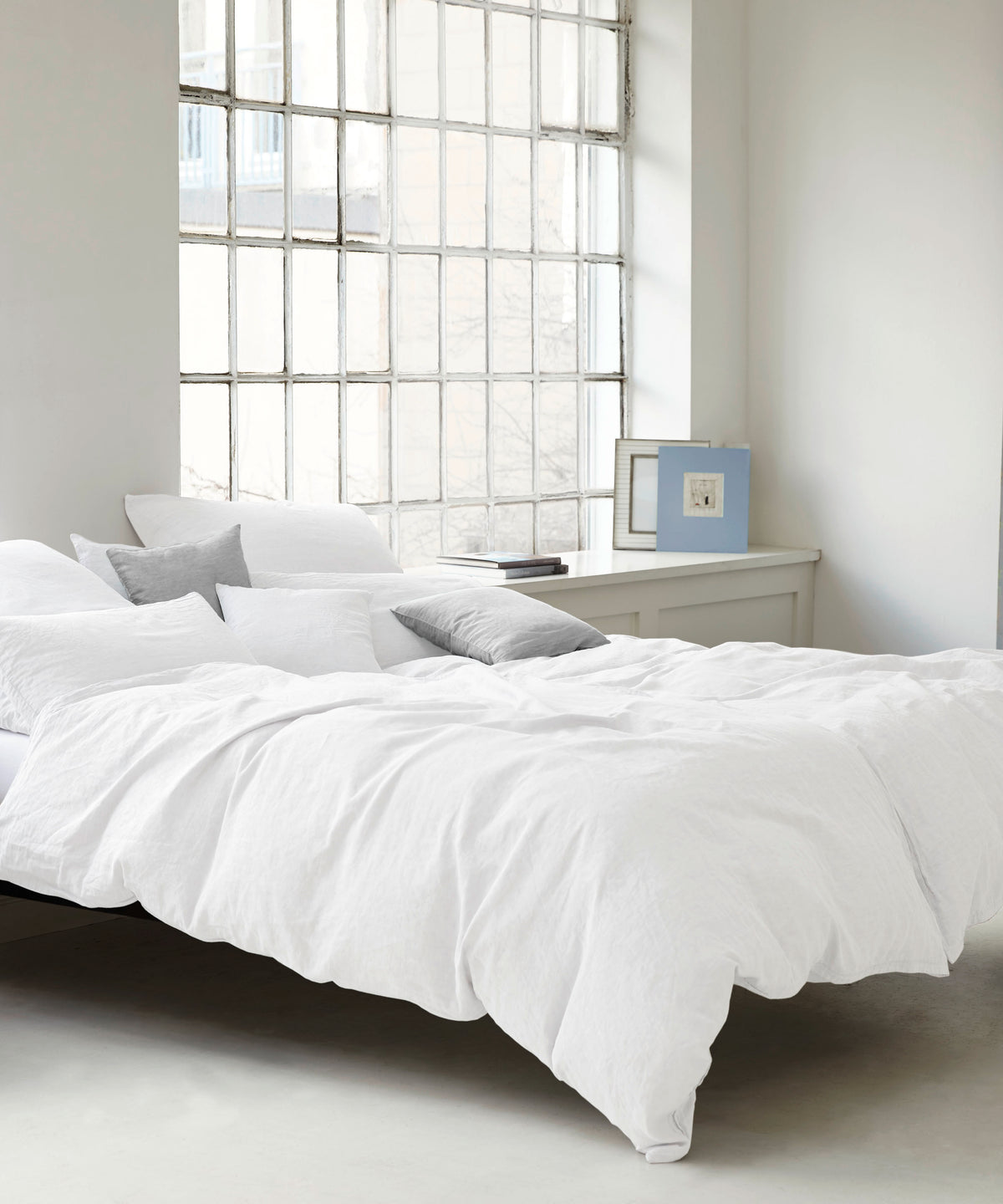 Breezee Halbleinen Bettwäsche Weiß Schlafzimmer hell