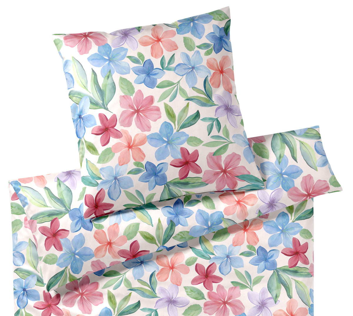 Bambus Satin Bettwäsche Bravo in Rouge Blumen-Blätter-Motiv Freisteller #farbe_Bravo Rouge