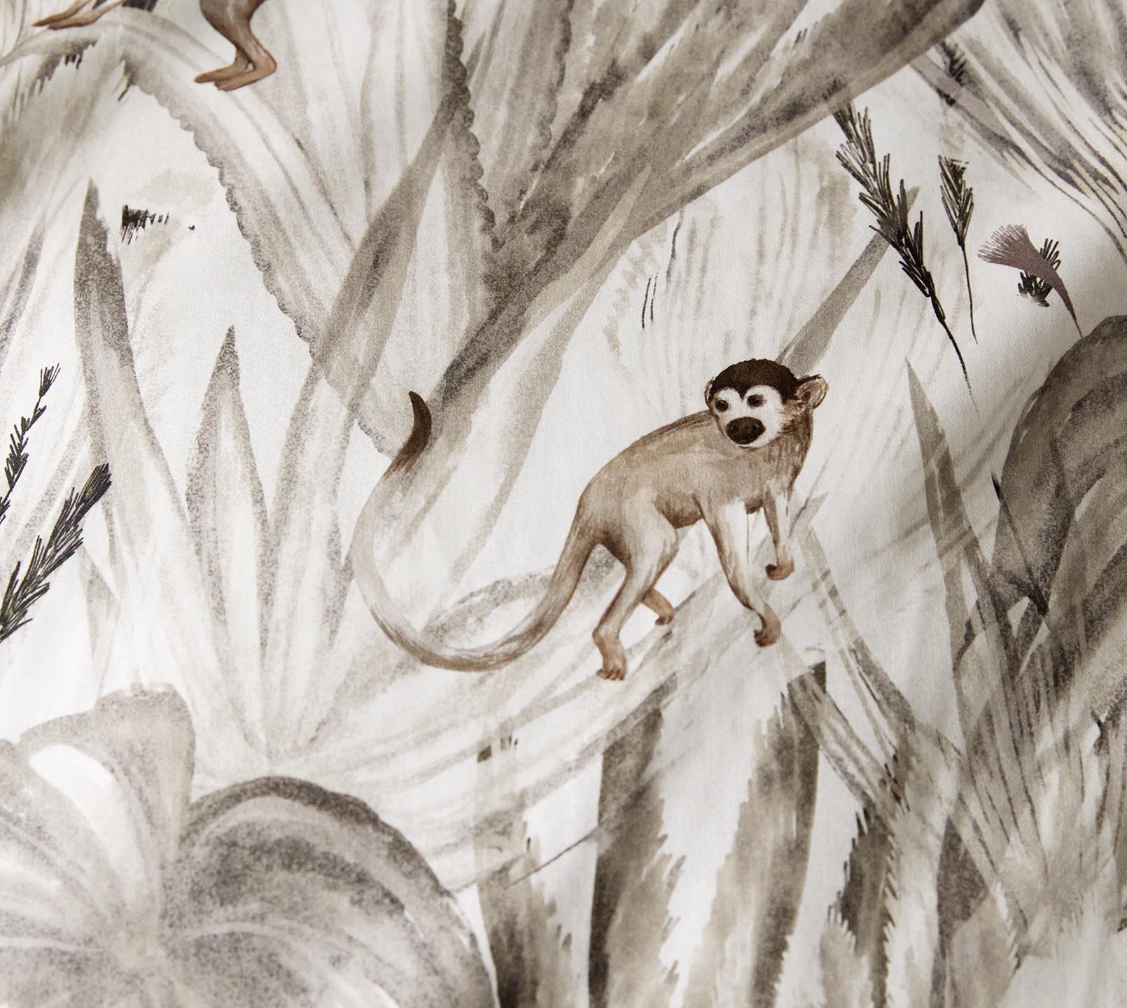 Bambus Satin Bettwäsche Monkeys in Natur Dschungel Affen Detail #farbe_Monkeys Natur
