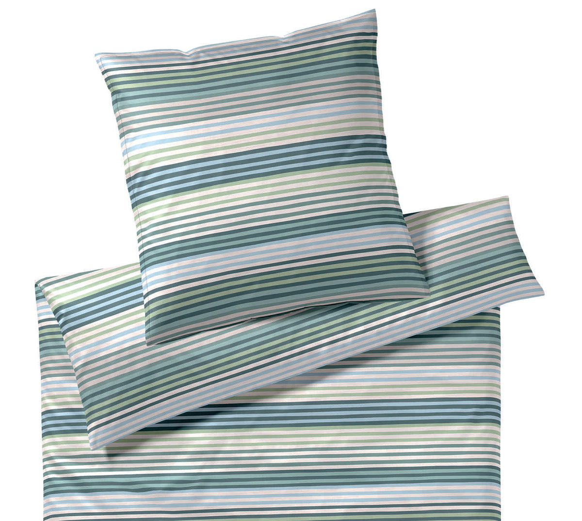 Bambus Satin Bettwäsche Rio in Minze Streifen Freisteller #farbe_Rio Minze