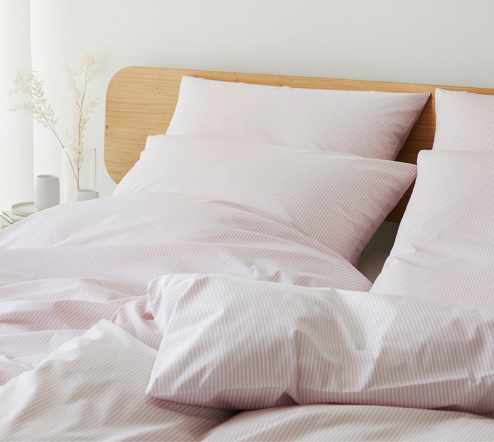 Bettwäsche aus Perkal Classico in Puder Streifen Schlafzimmer #farbe_Classico Puder 