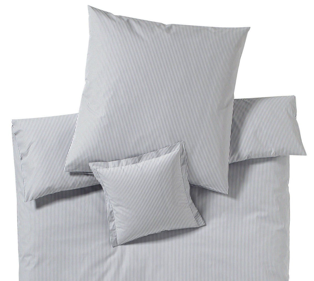 Bettwäsche aus Perkal Classico in Silber Streifen Freisteller #farbe_Silber 
