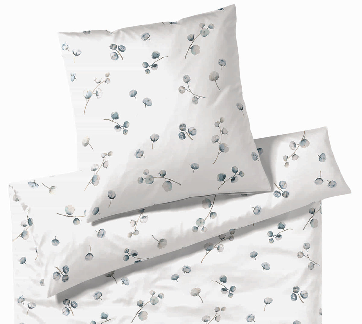GOTS Bio Baumwolle Satin Bettwäsche Cotton Flower Weiß Blüten Freisteller #farbe_Cotton Flower Weiß