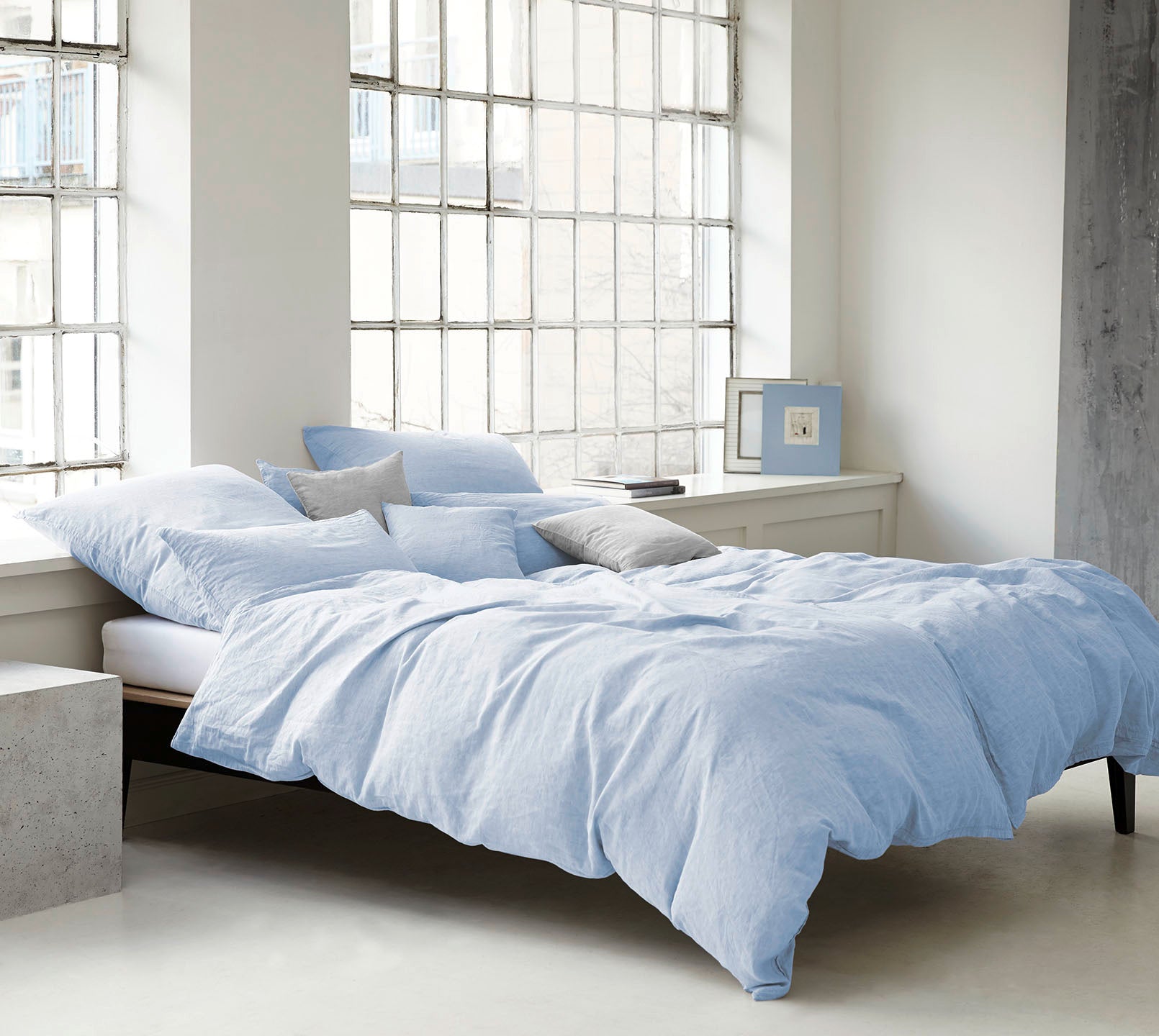 Halbleinen Bettwäsche Breezee in Hellblau Schlafzimmer #farbe_Breezee Hellblau 