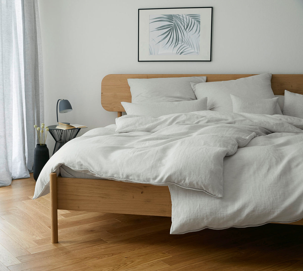 Halbleinen Bettwäsche Breezee in Kreide Grau Schlafzimmer #farbe_Kreide