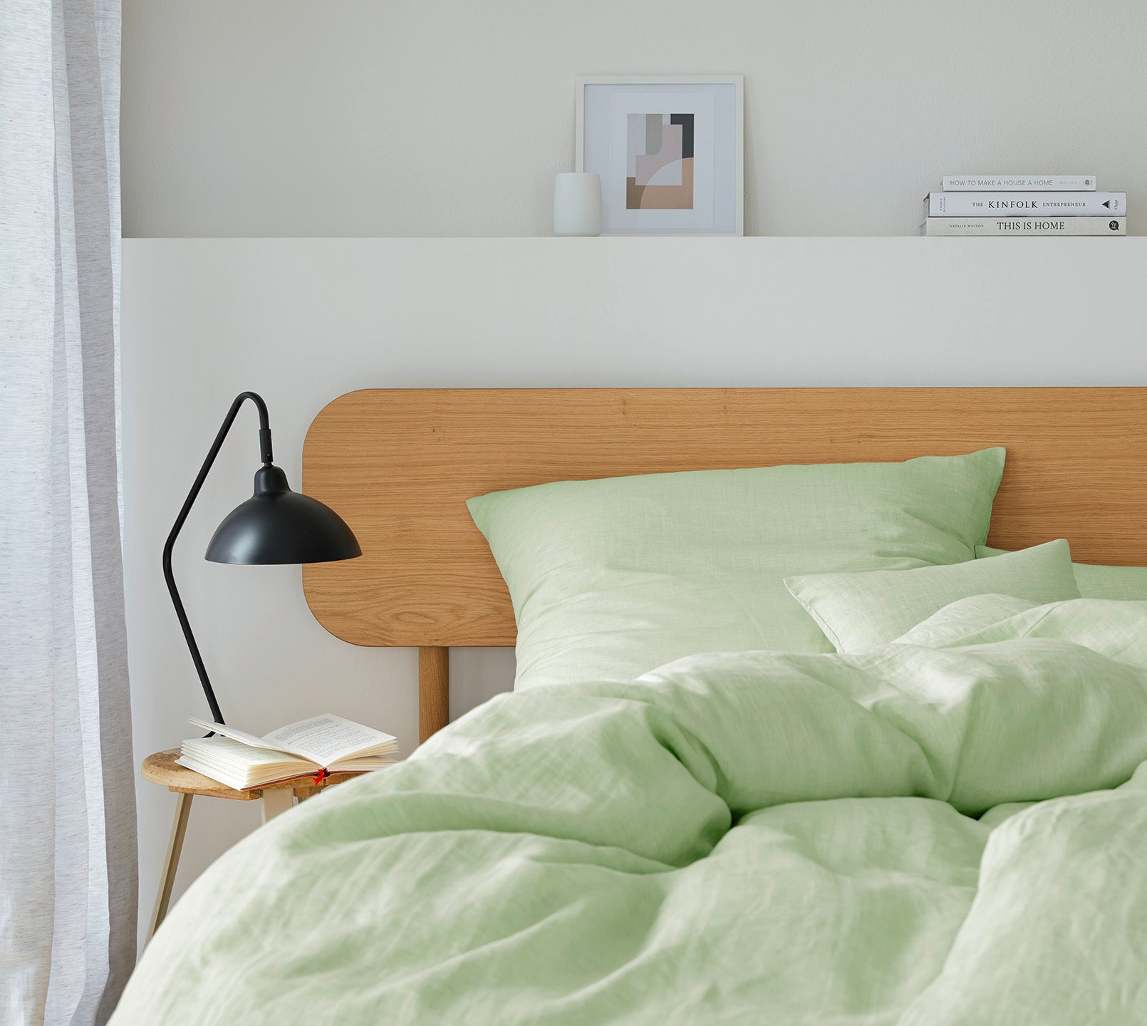 Halbleinen Bettwäsche Breezee in Pastellgrün uni Schlafzimmer #farbe_Breezee Pastellgrün