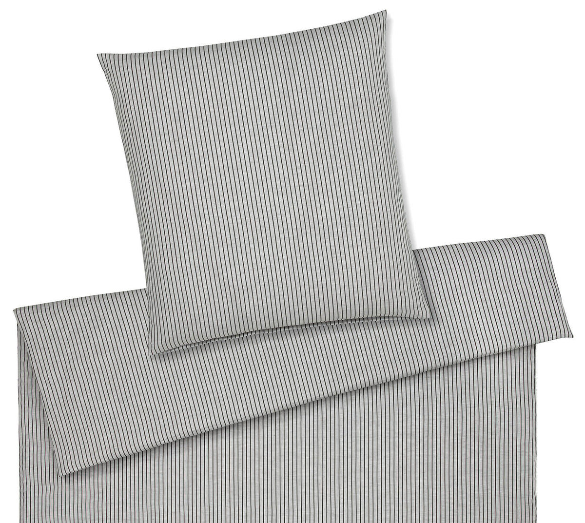 Halbleinen Bettwäsche Cozy in Hellgrau Streifen Freisteller #farbe_Hellgrau