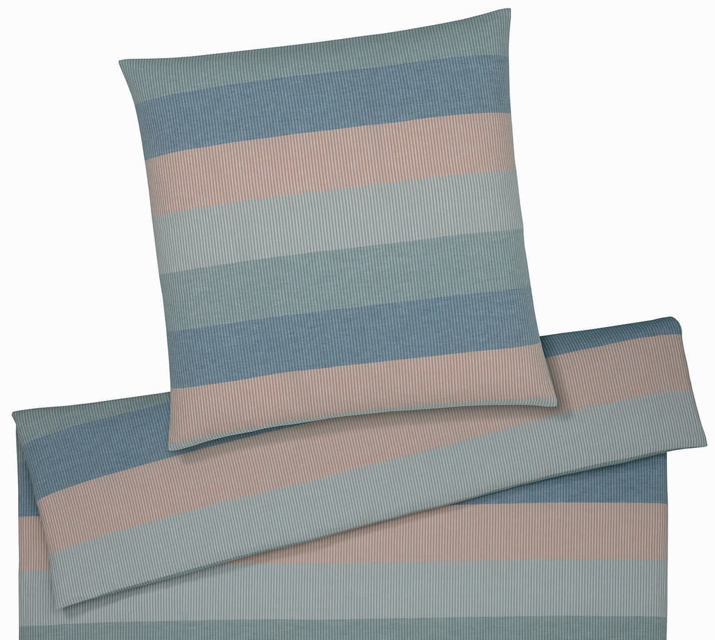 Halbleinen Bettwäsche Glee in Aqua Streifen Freisteller #farbe_Aqua