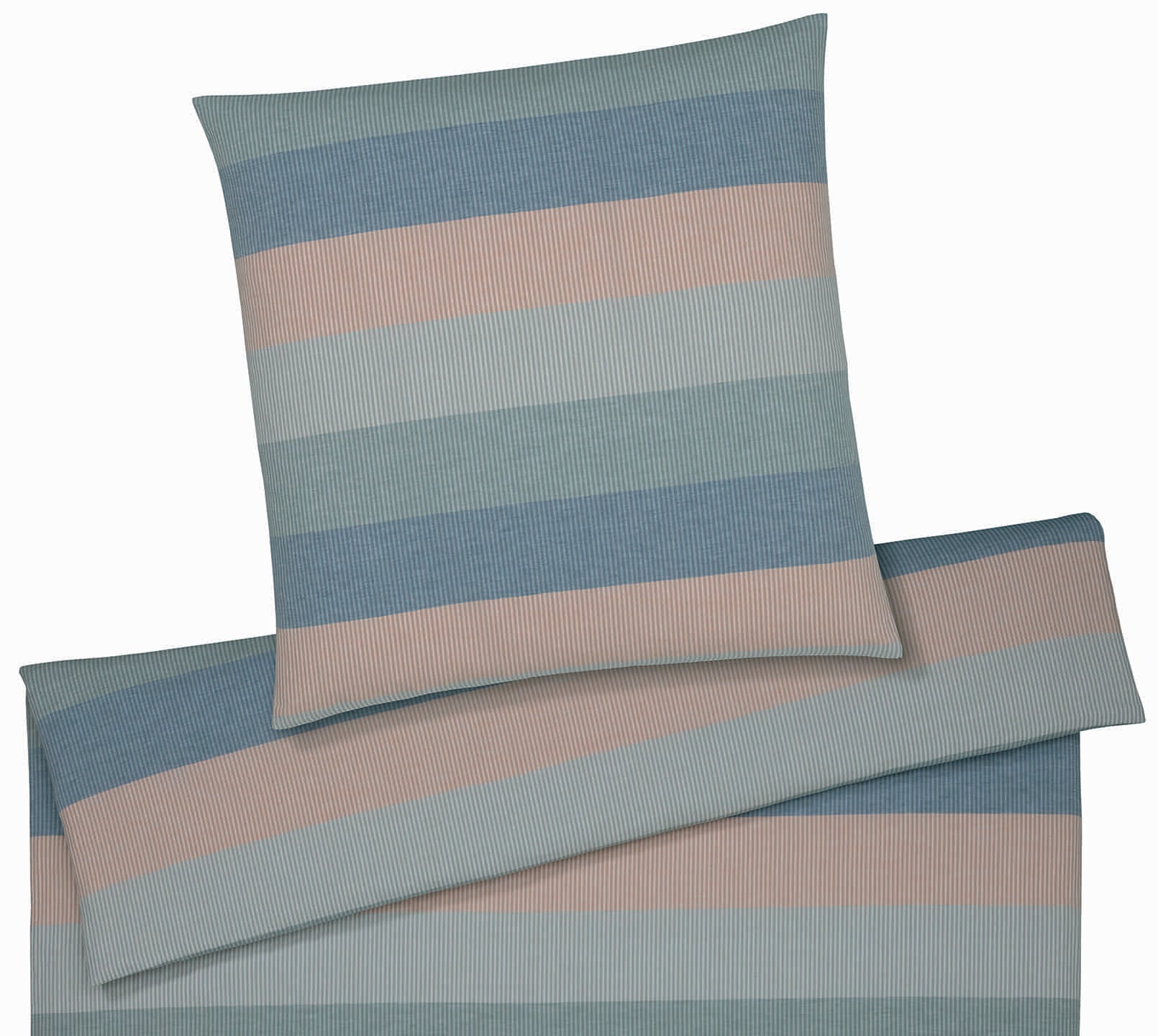 Halbleinen Bettwäsche Glee in Aqua Streifen Freisteller #farbe_Glee Aqua