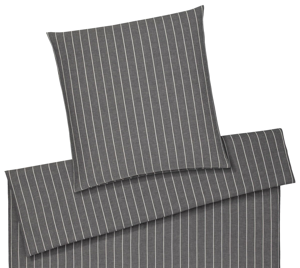 Halbleinen Bettwäsche Humble in Anthra Streifen Freisteller #farbe_Anthra