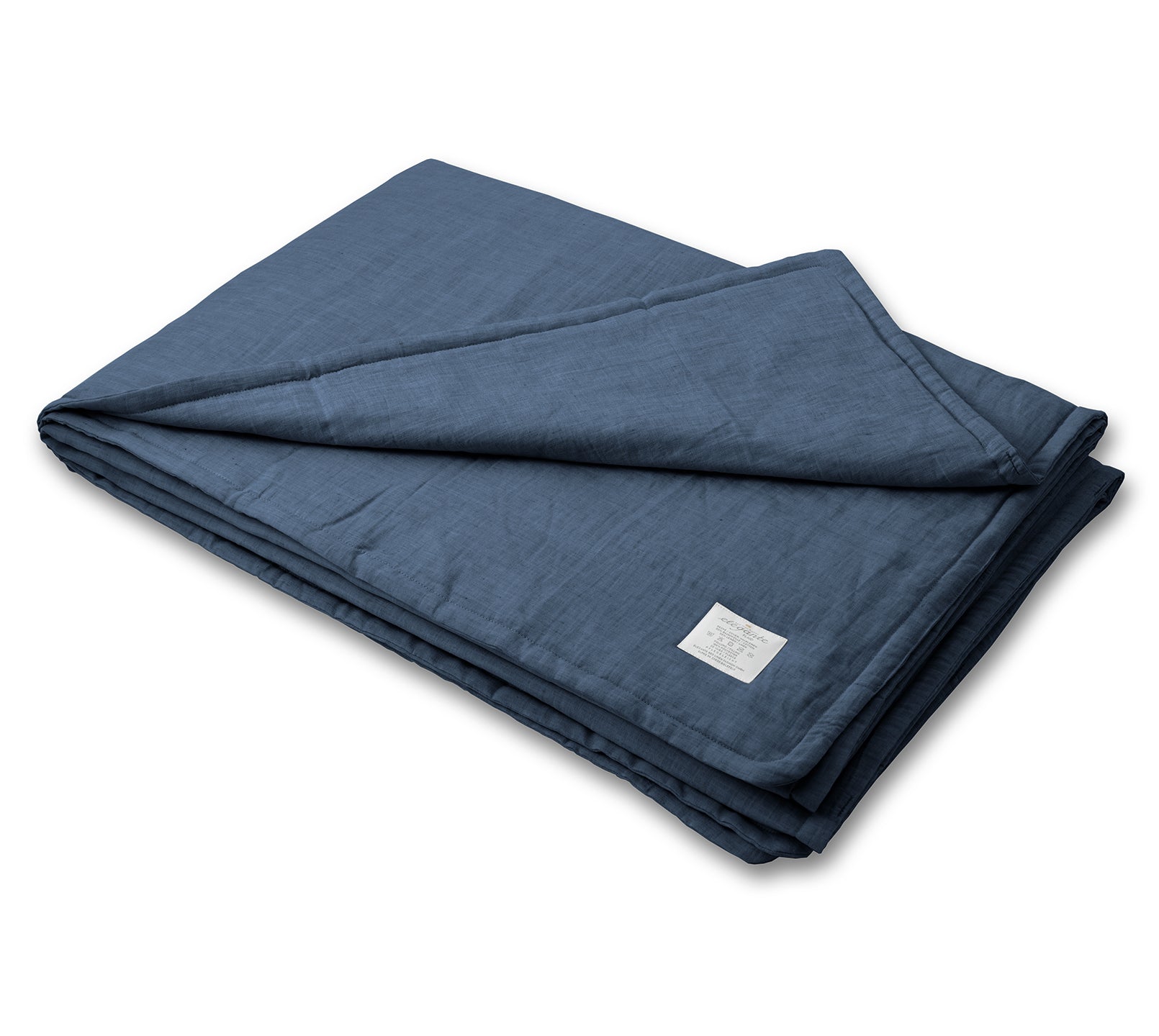 Halbleinen Bettwäsche Plaid Breezee in Dunkelblau Freisteller #farbe_Breezee Plaid Marine