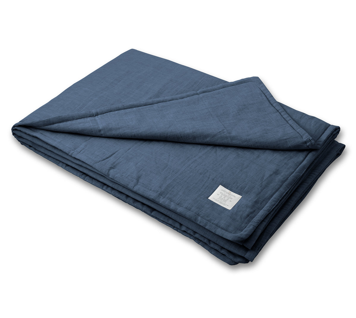 Halbleinen Bettwäsche Plaid Breezee in Dunkelblau Freisteller #farbe_Breezee Plaid Marine