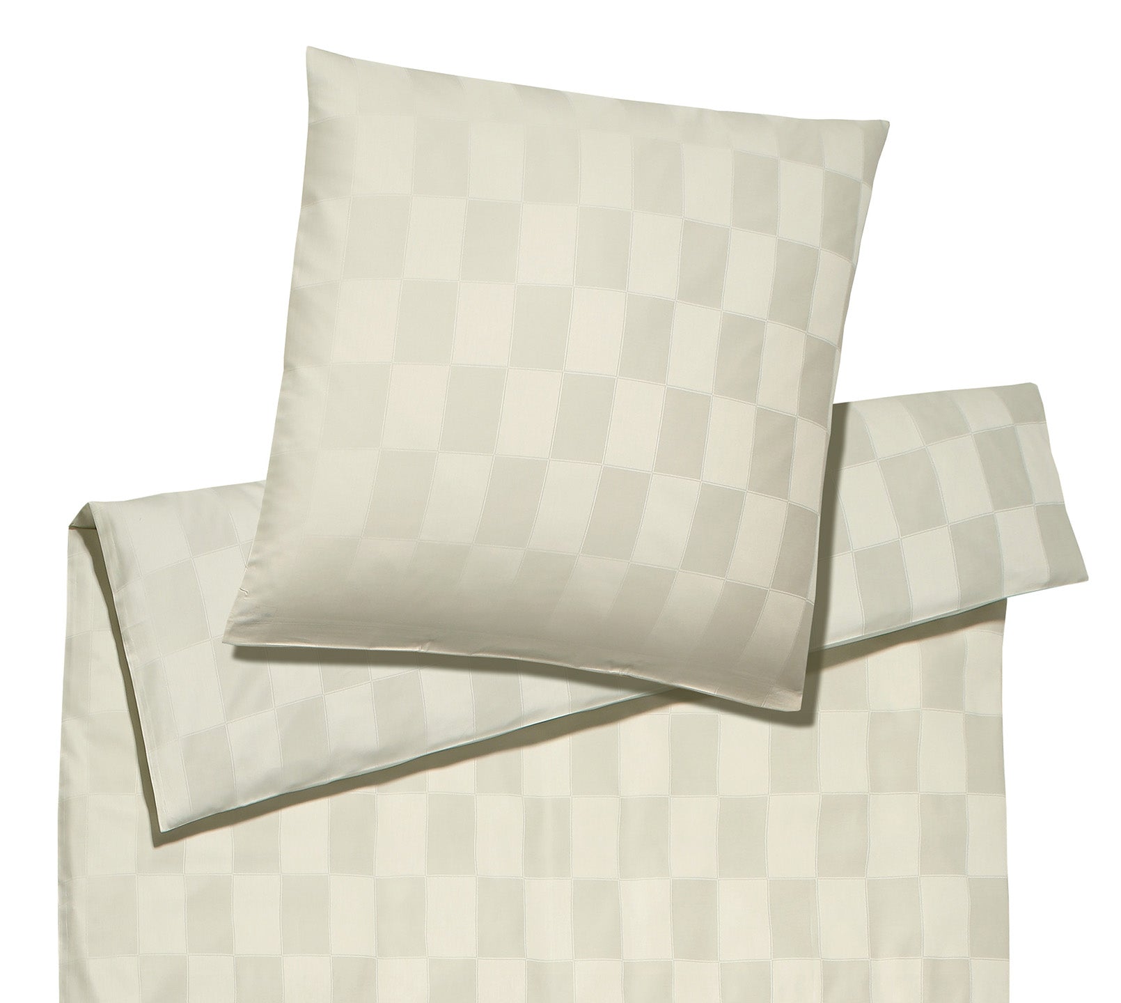 Jacquard Bettwäsche Courage in Creme Karos Freisteller #farbe_Courage Creme