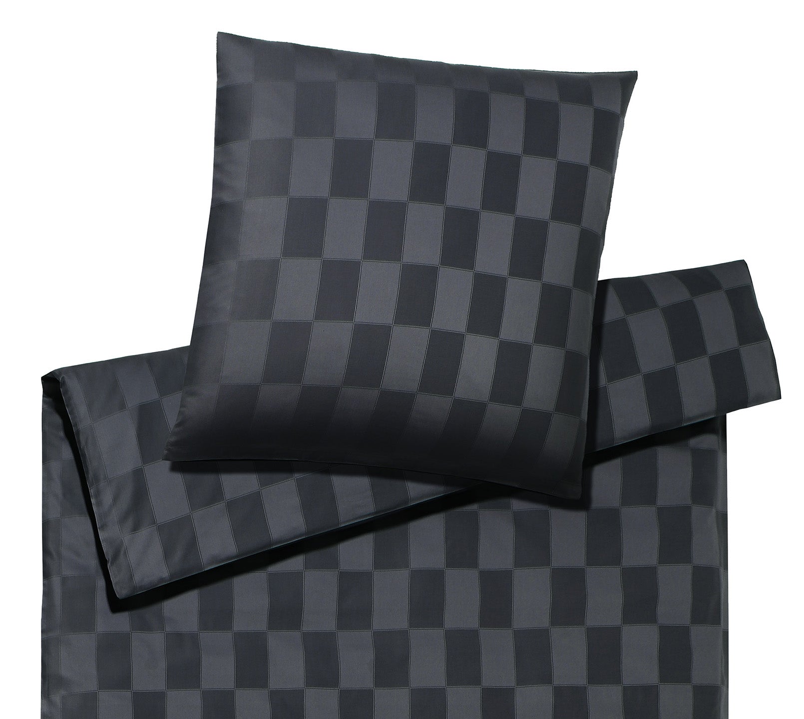 Jacquard Bettwäsche Courage in Dunkelgrau Karos Freisteller #farbe_Courage Anthrazit