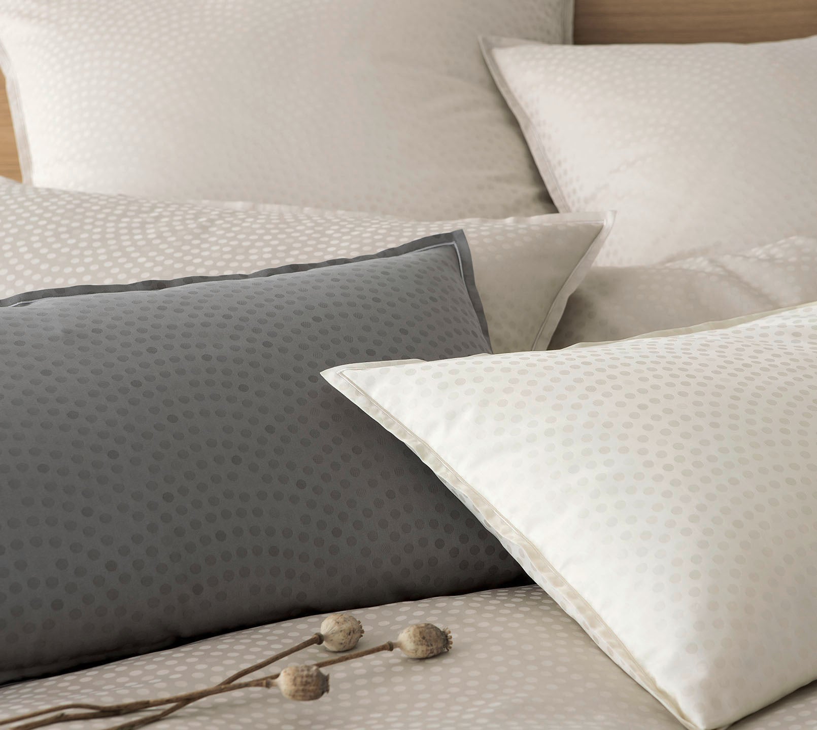 Jacquard Bettwäsche Creme Beige Kissen #farbe_Air Creme