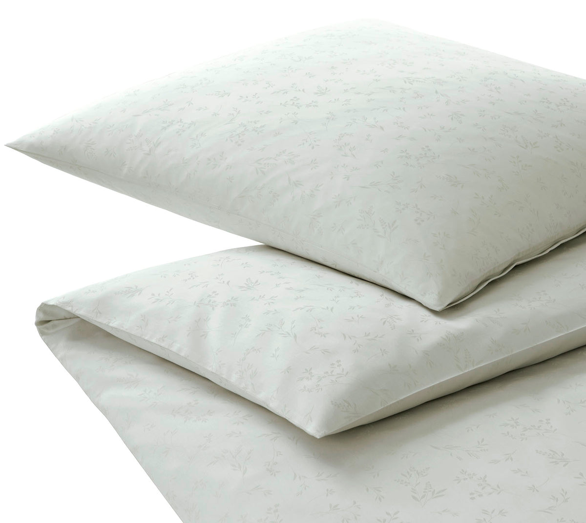 Jacquard Bettwäsche Delight in Pastellgrün Zweige Freisteller #farbe_Pastellgrün