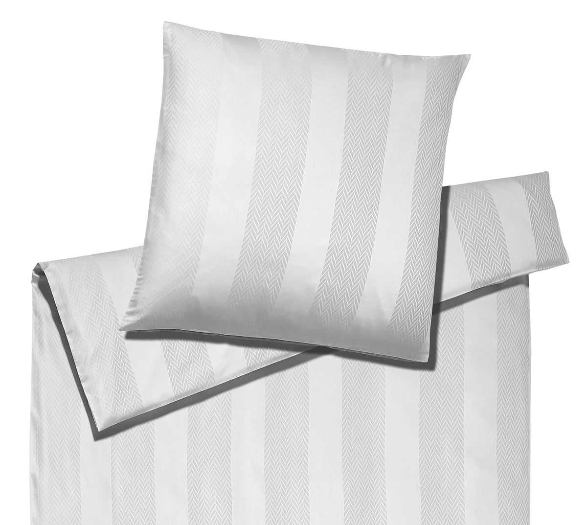 Jacquard Bettwäsche Metropolis in Weiß Fischgratstreifen Freisteller #farbe_Metropolis Weiß