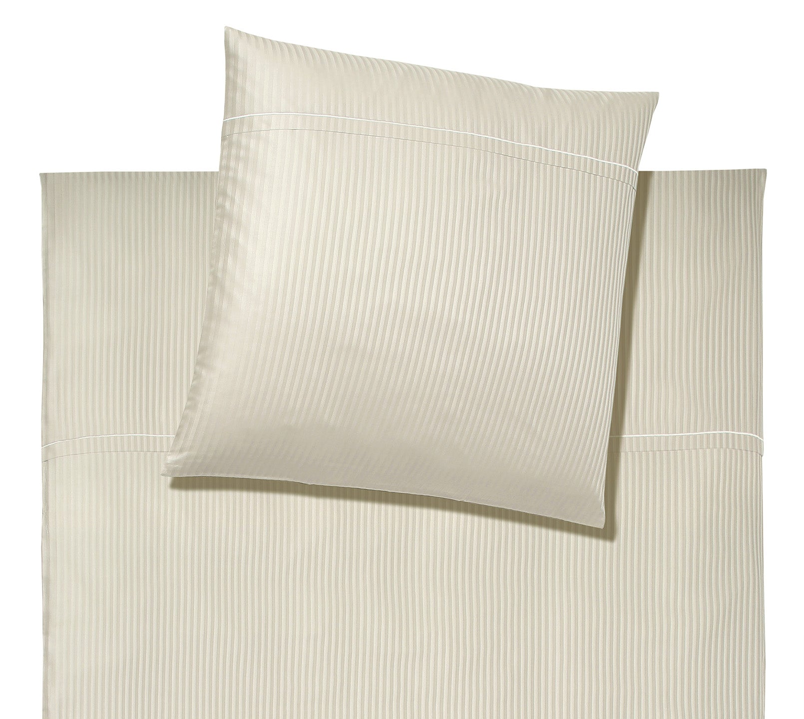 Jacquard Bettwäsche Milano in Beige Streifen Freisteller #farbe_Milano Natur