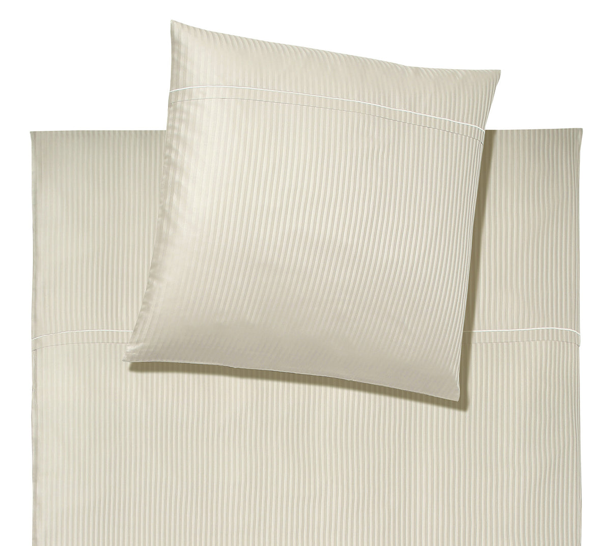 Jacquard Bettwäsche Milano in Beige Streifen Freisteller #farbe_Milano Natur