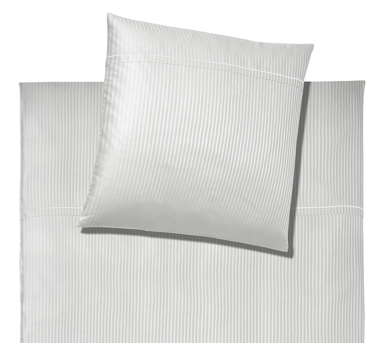 Jacquard Bettwäsche Milano in Weiß Streifen Freisteller #farbe_Milano Weiß