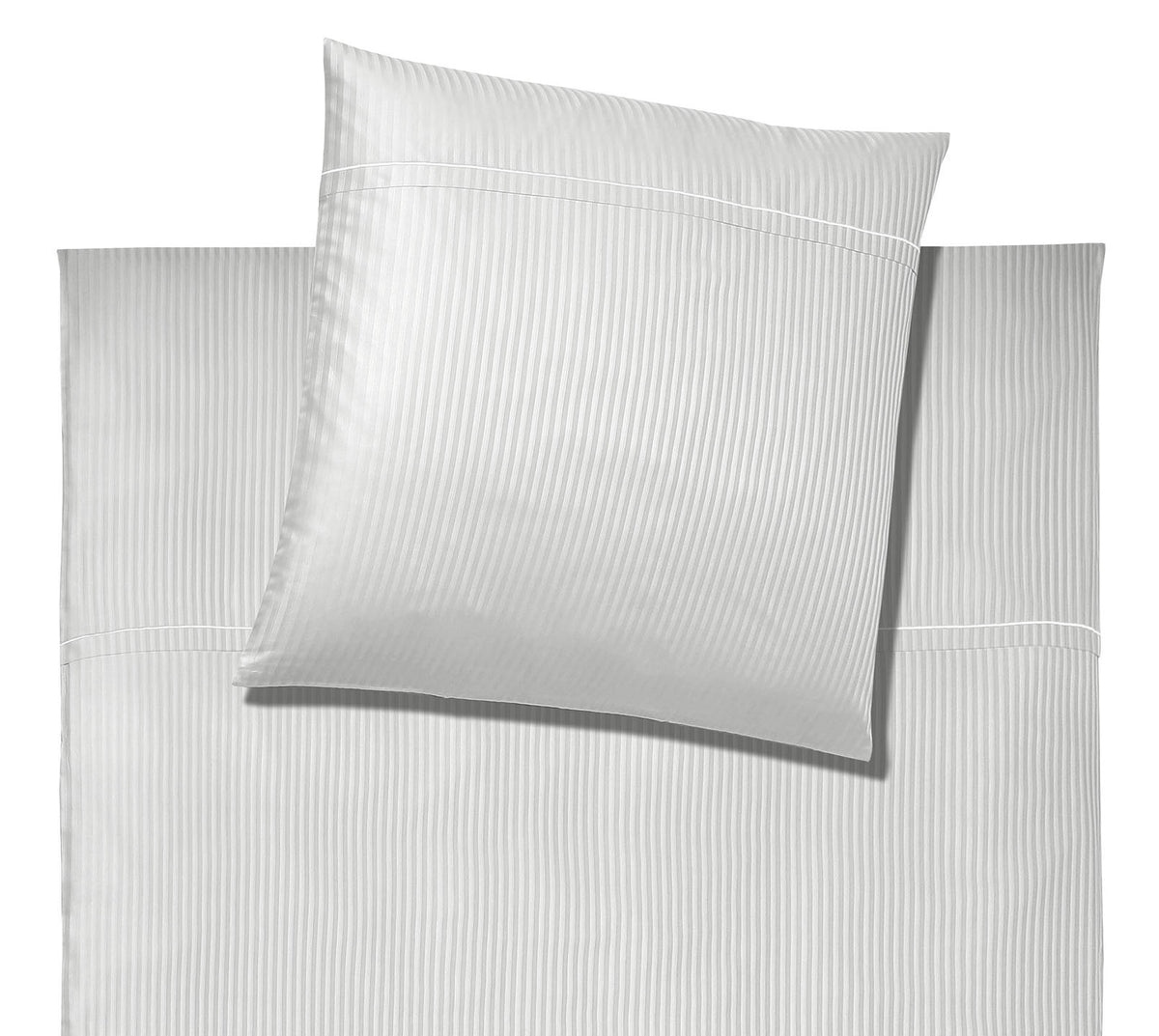 Jacquard Bettwäsche Milano in Weiß Streifen Freisteller #farbe_Milano Weiß
