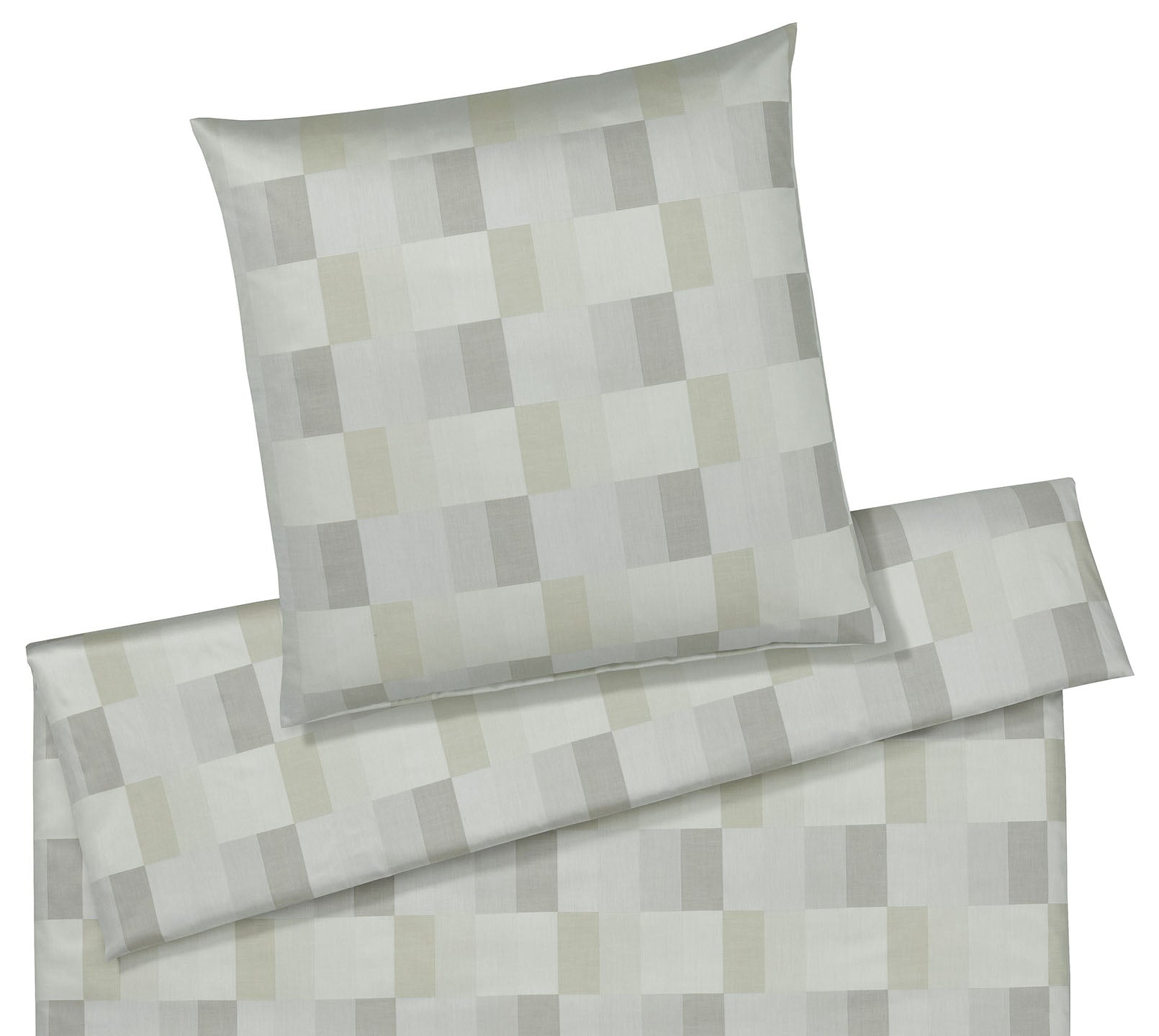 Jacquard Bettwäsche Piazza in Beige Karos Freisteller #farbe_Piazza Natur