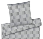 Jacquard Bettwäsche Piazza in Grau Karos Freisteller #farbe_Silbergrau