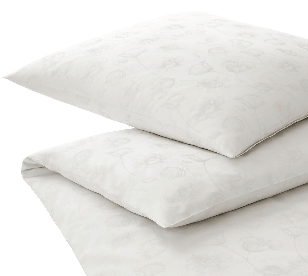 Jacquard Bettwäsche Poppy in Weiß Mohnblüten Freisteller #farbe_Weiß