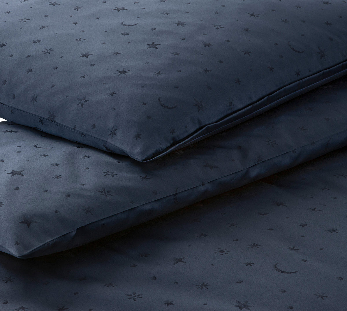 Jacquard Bettwäsche Stars in Marine Mond Sterne Freisteller #farbe_Stars Navy