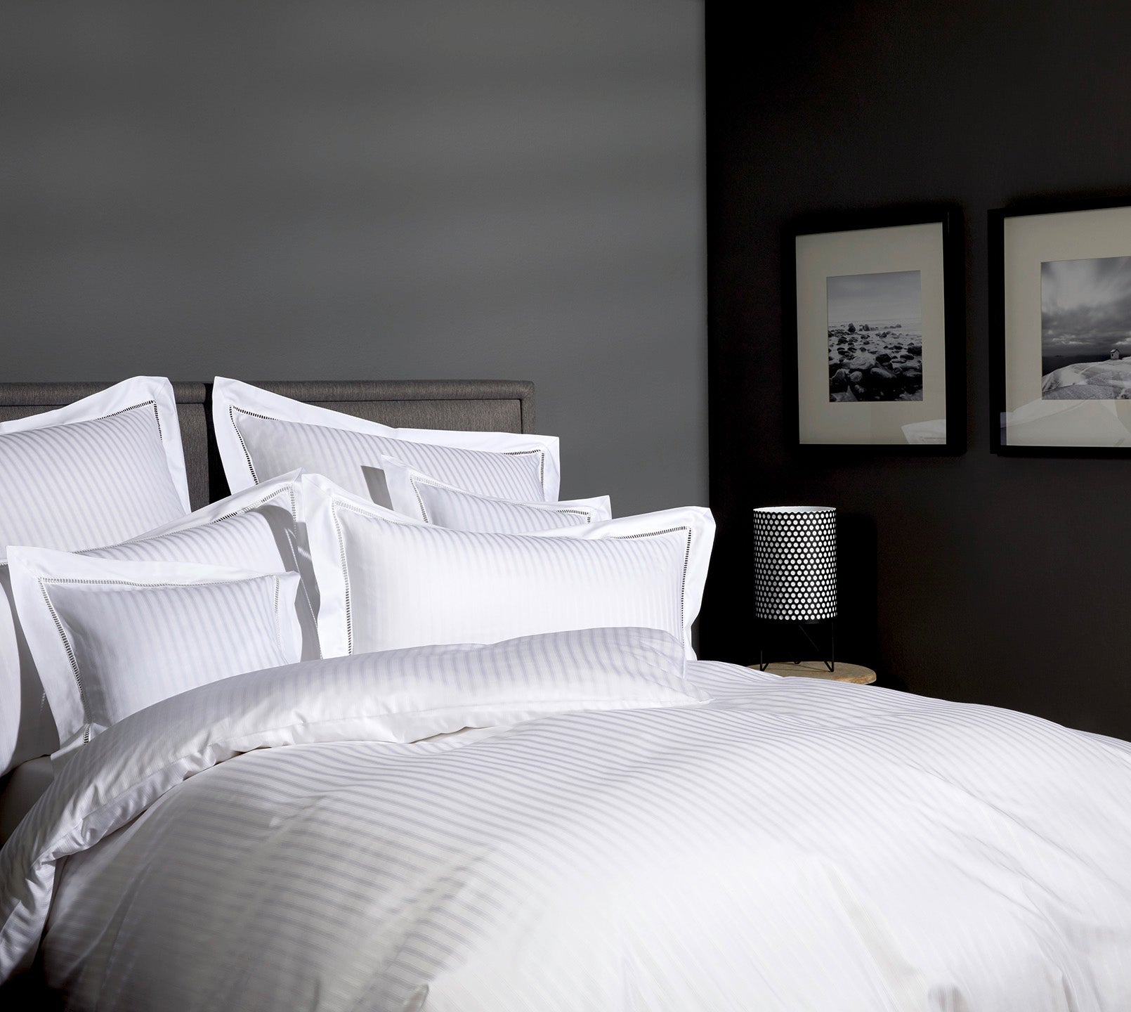  Jacquard Bettwäsche White House in Weiß Streifen Schlafzimmer #farbe_White House Weiß